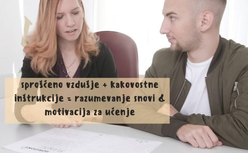 Inštruktor razlaga snov v učnem centru Horizont in nudi inštrukcije za srednjo šolo
